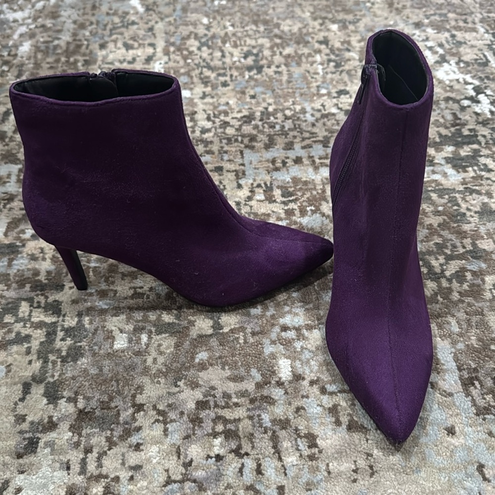 Brand new ankle boots with low heel in purple